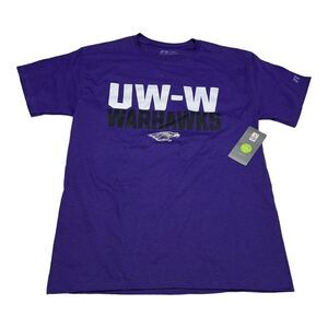 NWT Men's UW Wisconsin Whitewater Warhawks Purple T-Shirt Russell Size‎ M 38-40